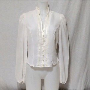 Vintage Ms Paquette Sheer Victorian Blouse Puff Sleeves Romantic Top Medium
